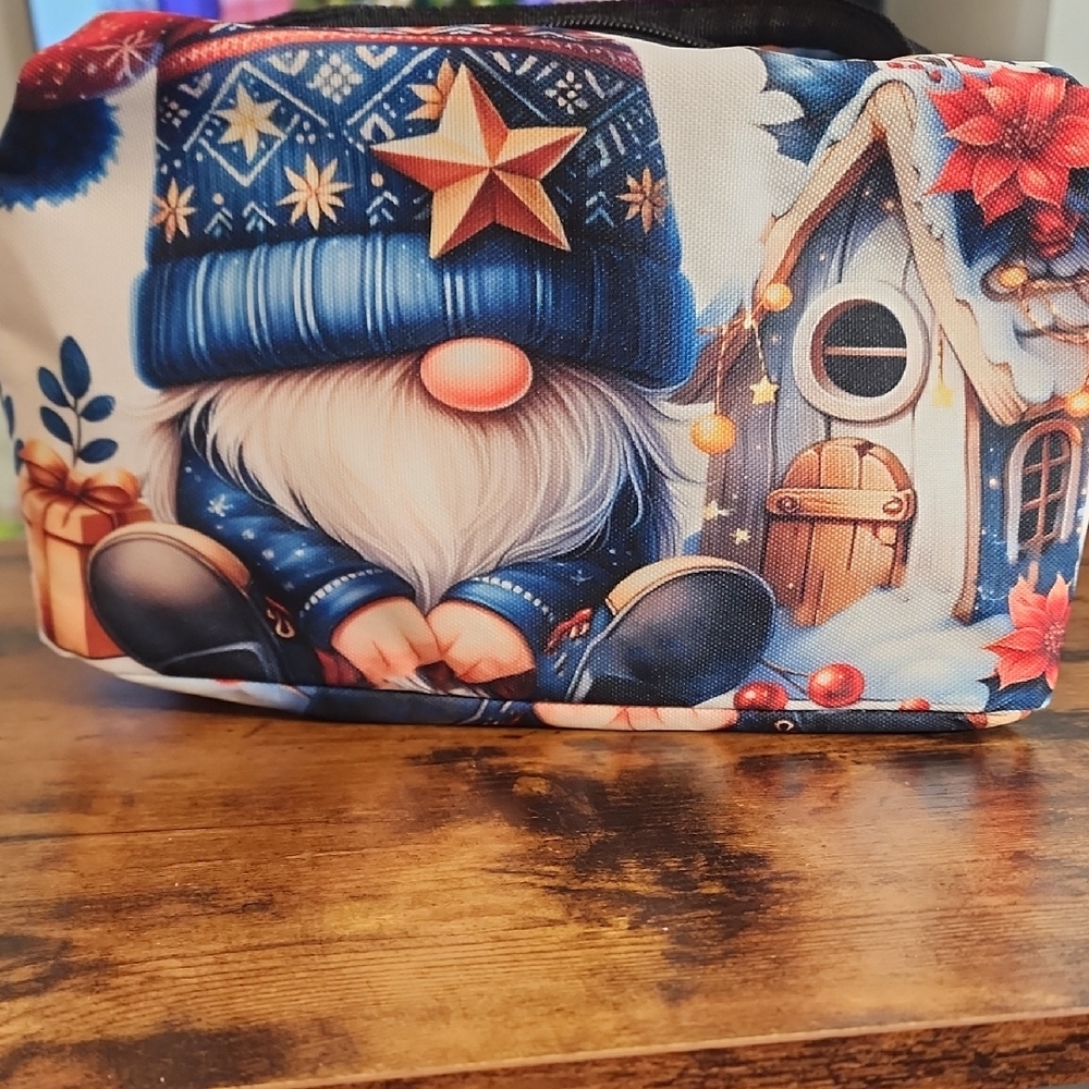 Festive Gnome Print Pouch Lunch Bag